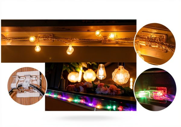 TidyHelper Clear Adhesive Light Clips Sturdy Durable Outdoor-4