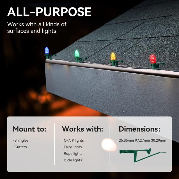 Brightown Christmas Light Clips Green Plastic Outdoor-2