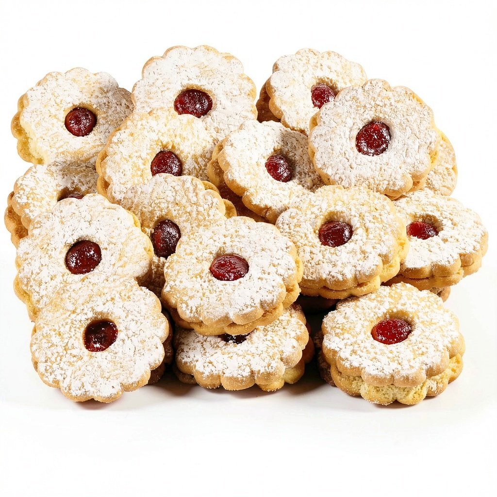 Stern's Bakery Linzer Tart Cookies displayed in a reusable metal tin