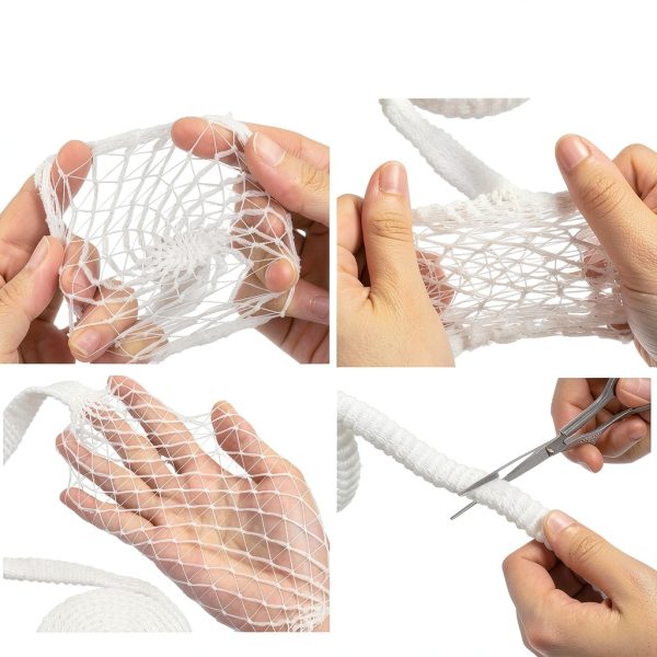 Tubular Bandage 3 Rolls Finger Gauze APLZGMG 2m Elastic Mesh Net White-3