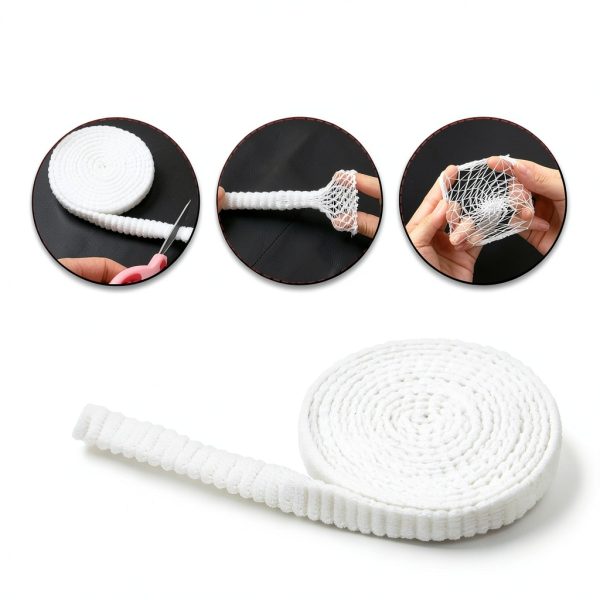 Tubular Bandage 3 Rolls Finger Gauze APLZGMG 2m Elastic Mesh Net White-2